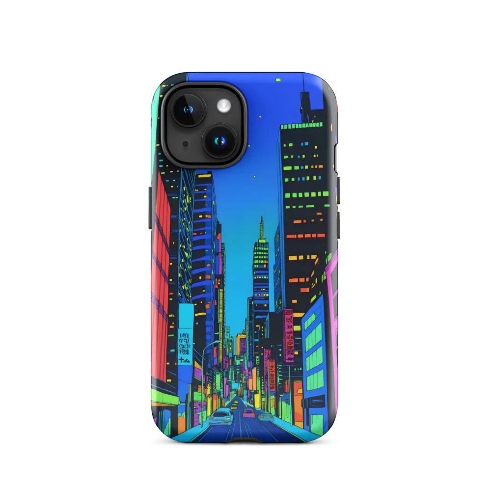 Neon Dreamscape: A Futuristic City at Dusk | Phone Case |  15 | Tough Case | Glossy