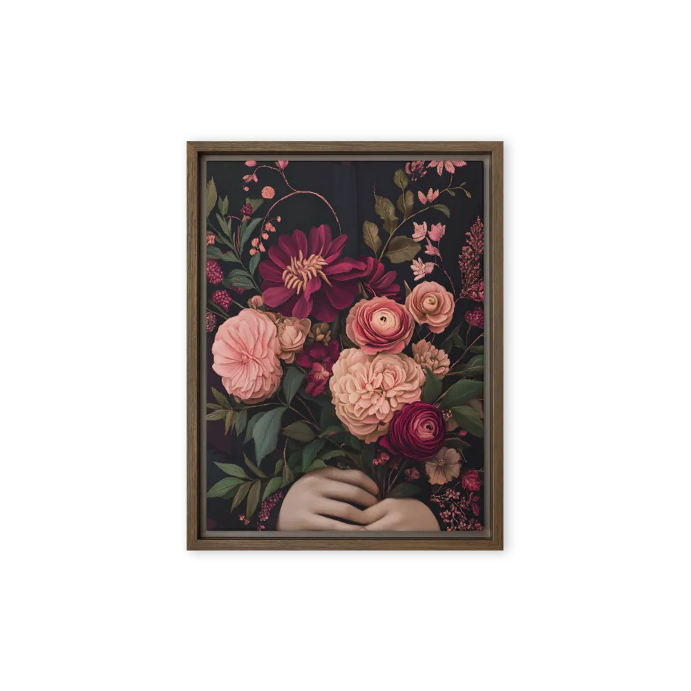 Botanical Elegance | Canvas with Brown Frame | 9″×12″