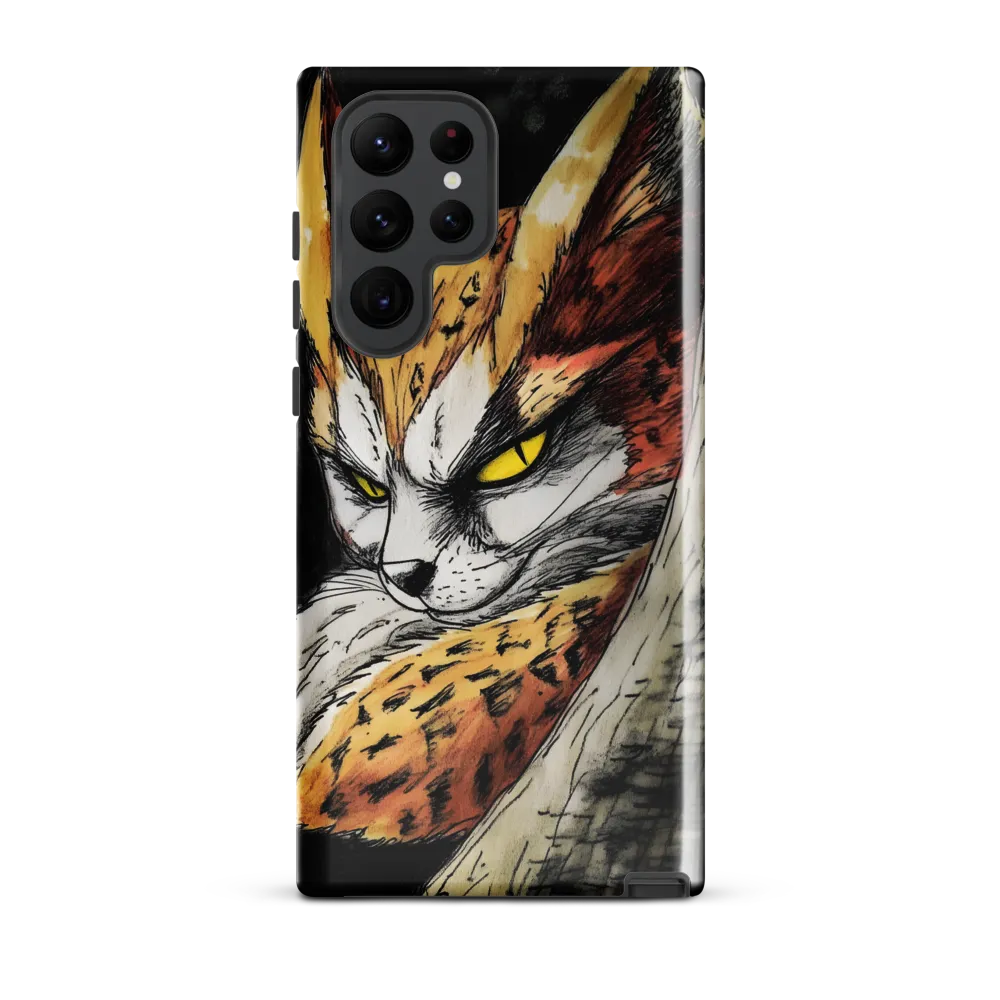 Fierce Gaze of the Wild Cat | Phone Case |  S22 Ultra | Tough Case | Glossy