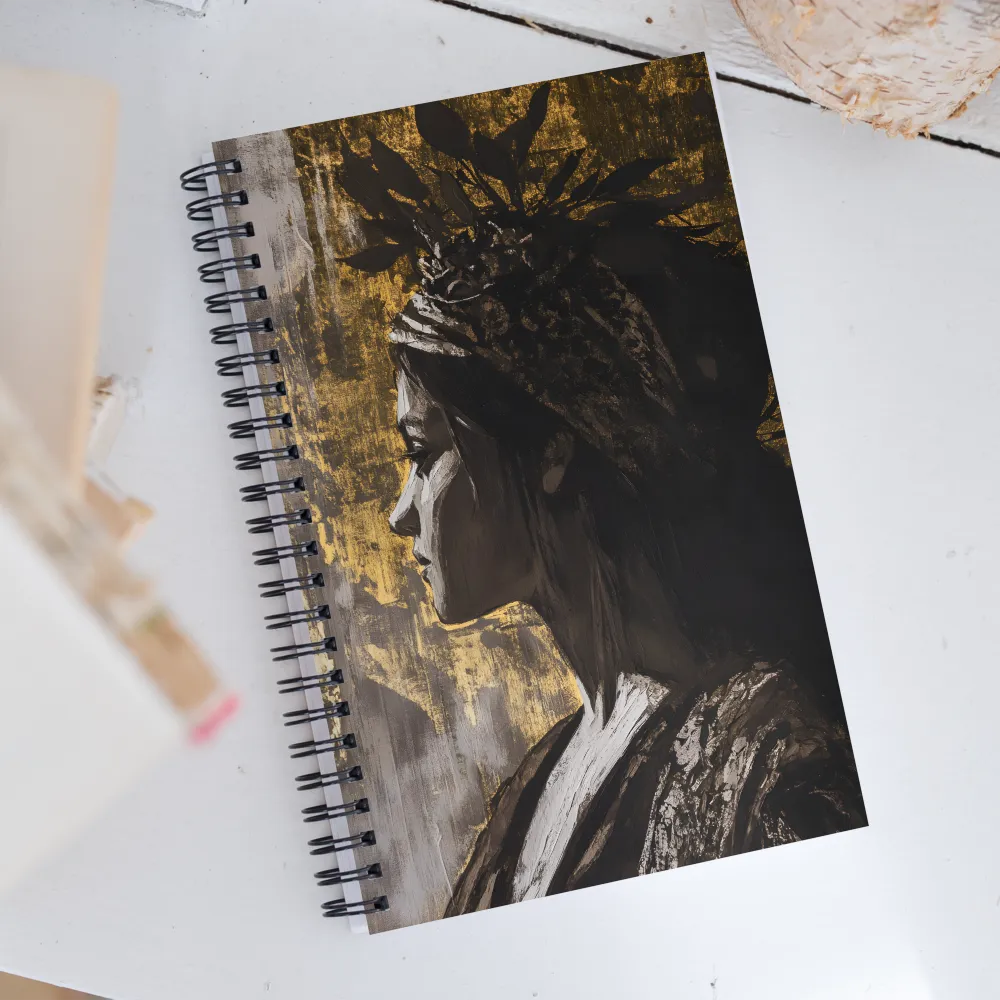 Golden Elegance: A Modern Profile Portrait | Spiral Notebook