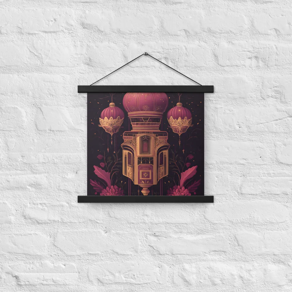Ornate Harmony: A Digital Floral Architecture | Poster With Black Wood Hanger | 14″×14″