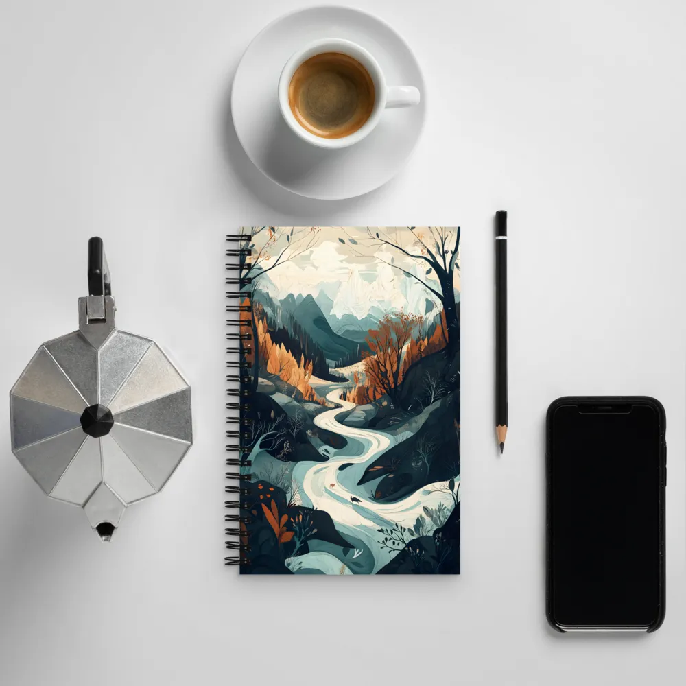 Winding Serenity: A Digital Landscape | Spiral Notebook