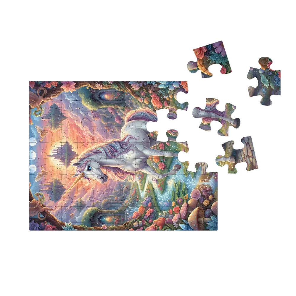 Enchanted Meadow Unicorn 
 Jigsaw Puzzle in Tin Box
