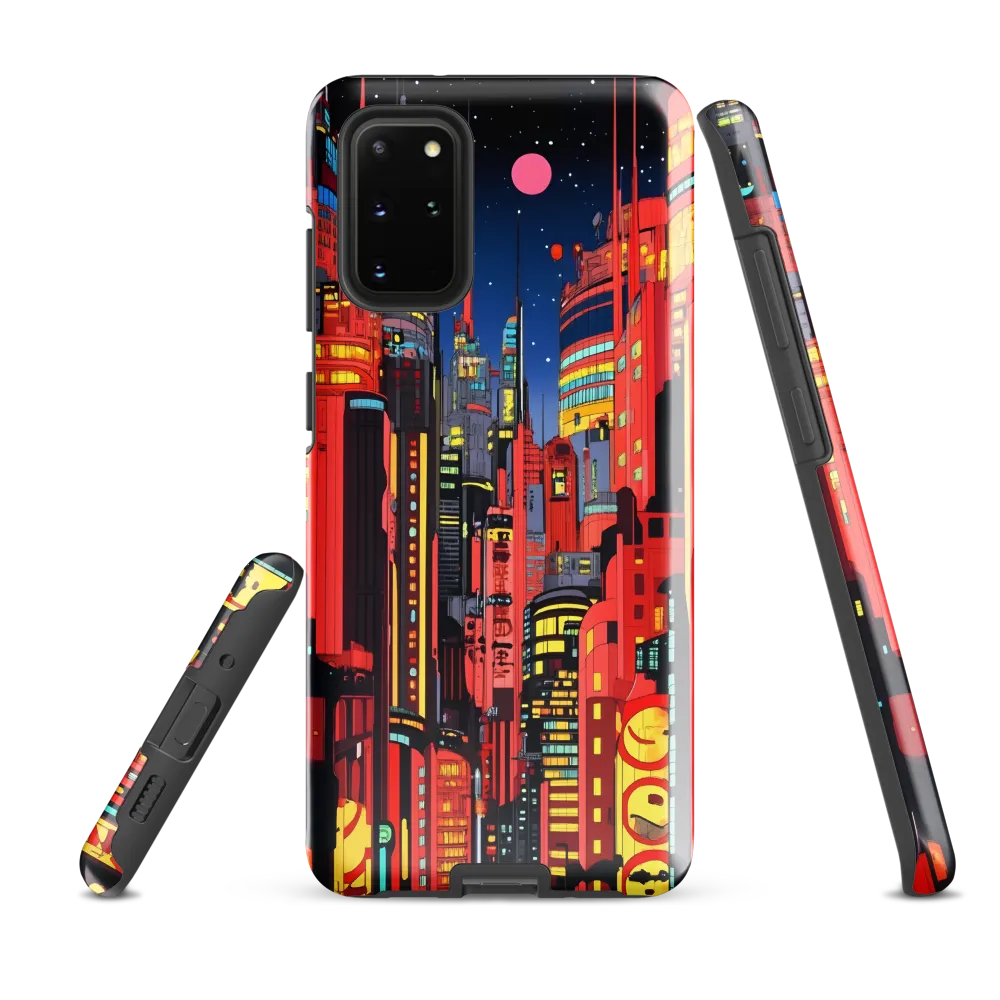 Neon Dreams: A Cyberpunk Cityscape | Phone Case |  S20 Plus | Tough Case | Glossy