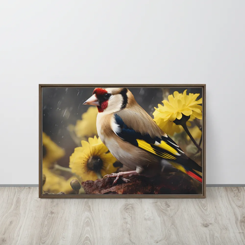Harmony in Nature: A Goldfinch Amidst Blooms