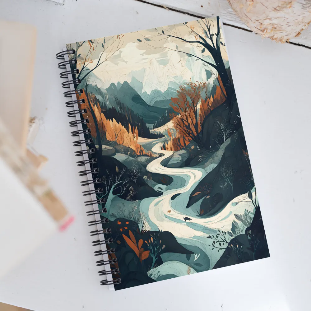 Whispers of Autumn: A Serene River Journey | Spiral Notebook