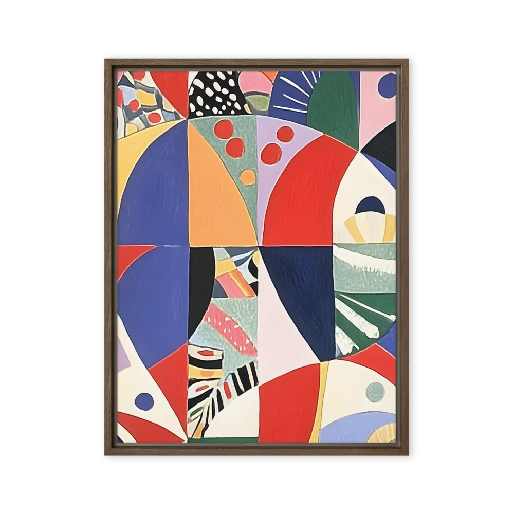Dynamic Mosaic Symmetry | Canvas with Brown Frame | 24″×32″