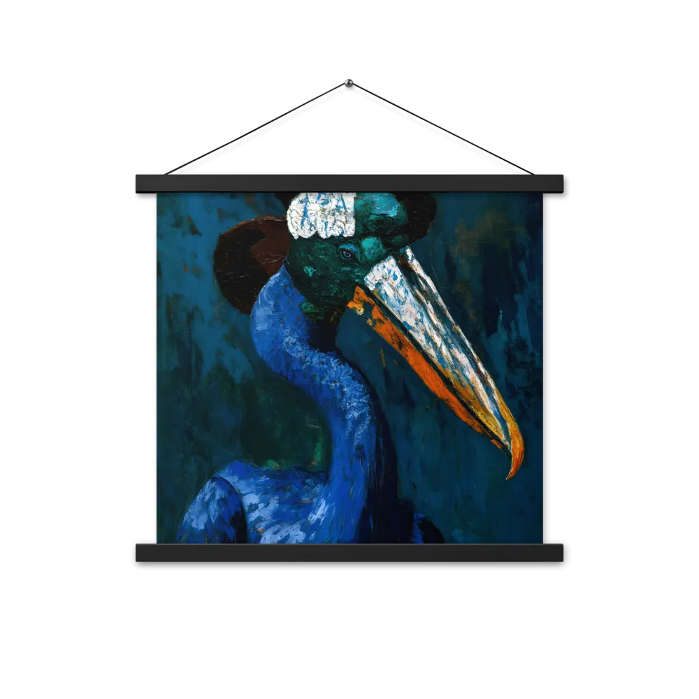 Majestic Absurdity: The Hat-Wearing Bird | Poster With Black Wood Hanger | 18″×18″