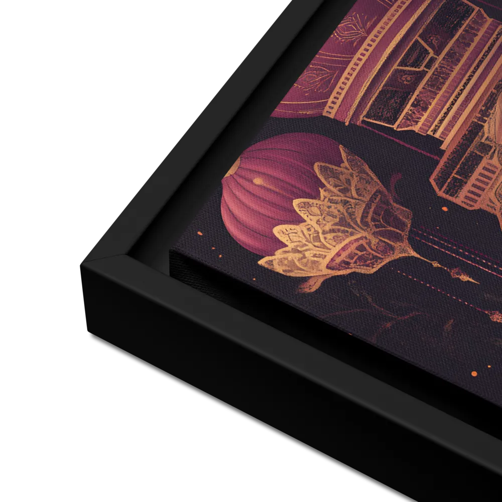 Ornate Harmony: A Digital Floral Architecture | Canvas with Black Frame | 12″×16″