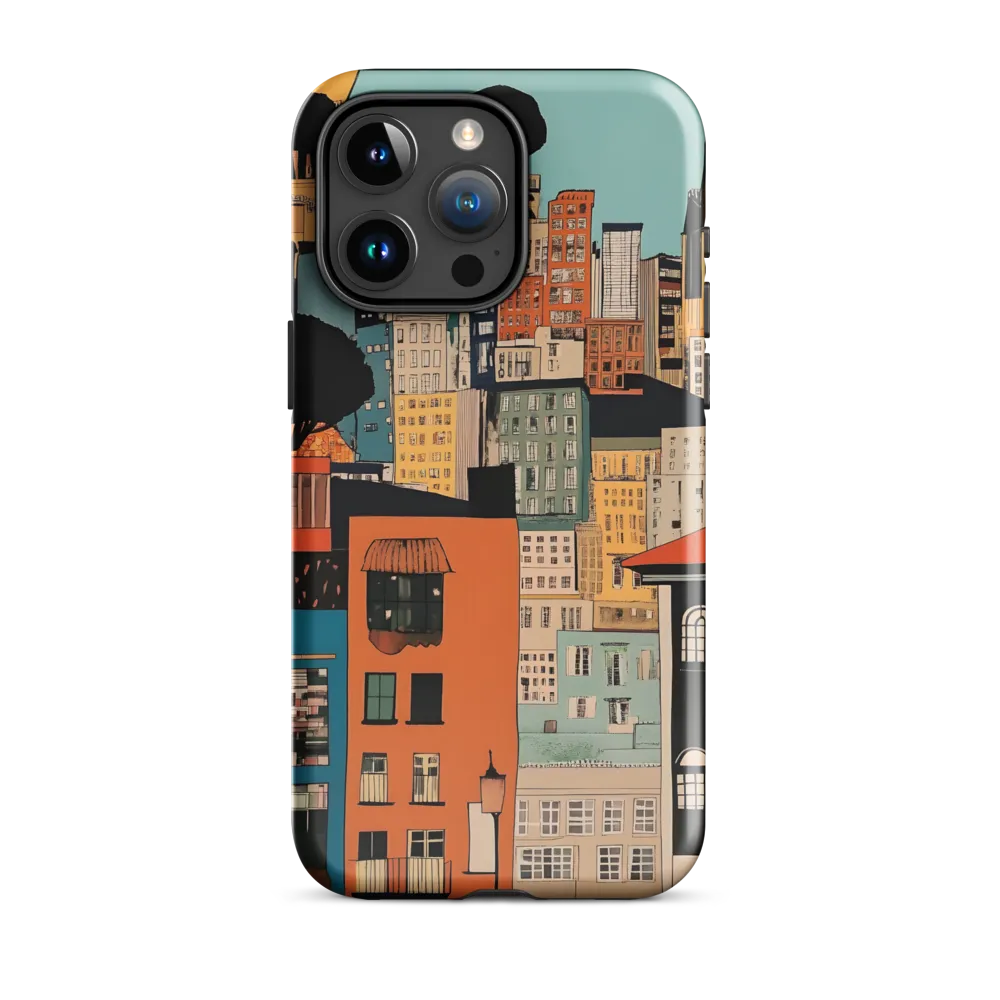Terraced City: Teal Sky Over Orange Facades