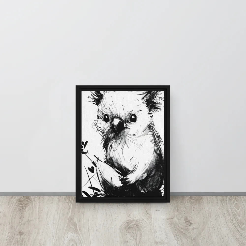 Whimsical Koala in Ink | Canvas with Black Frame | 11″×14″