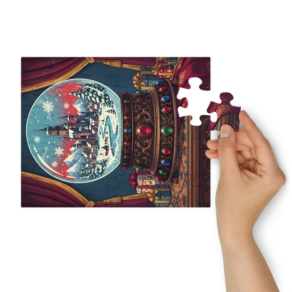 Winter Castle Snow Globe 
 Jigsaw Puzzle in Tin Box