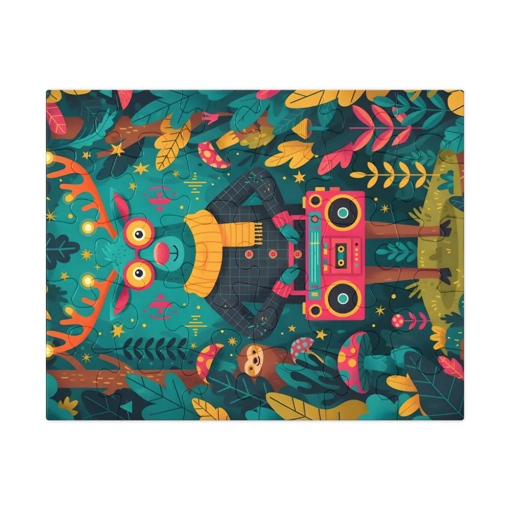 Boombox Deer 
 Jigsaw Puzzle in Tin Box