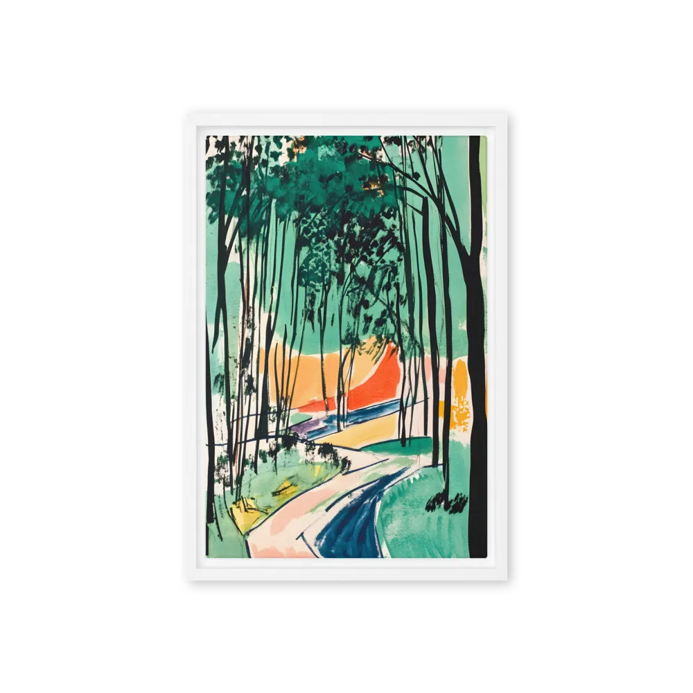 Winding Path Through the Forest | Canvas with White Frame | 12″×18″