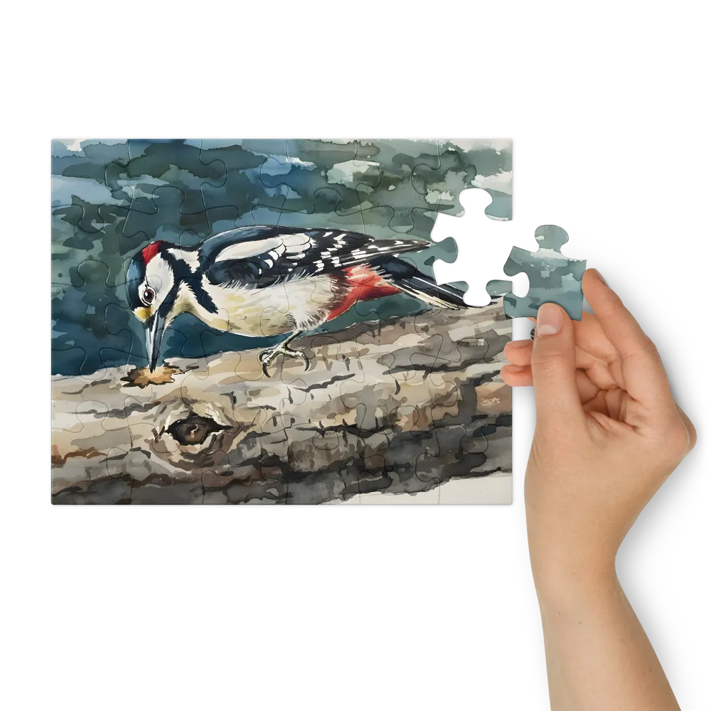 Woodpecker Study 
 Jigsaw Puzzle in Tin Box