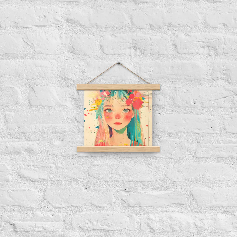 Whimsical Blossom | Poster With Oak Wood Hanger | 10″×10″