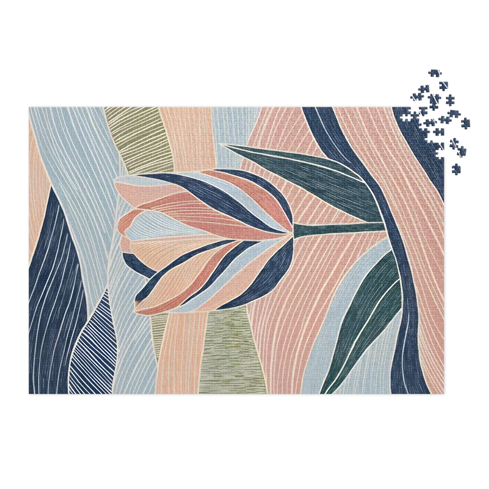 Stylized Tulip Serenity 
 Jigsaw Puzzle in Tin Box