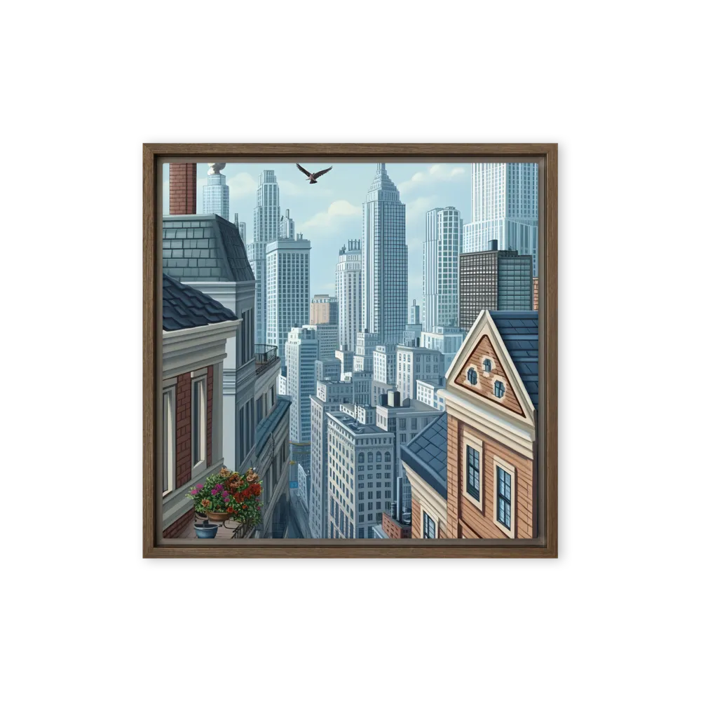 Urban Symphony | Canvas with Brown Frame | 16″×16″