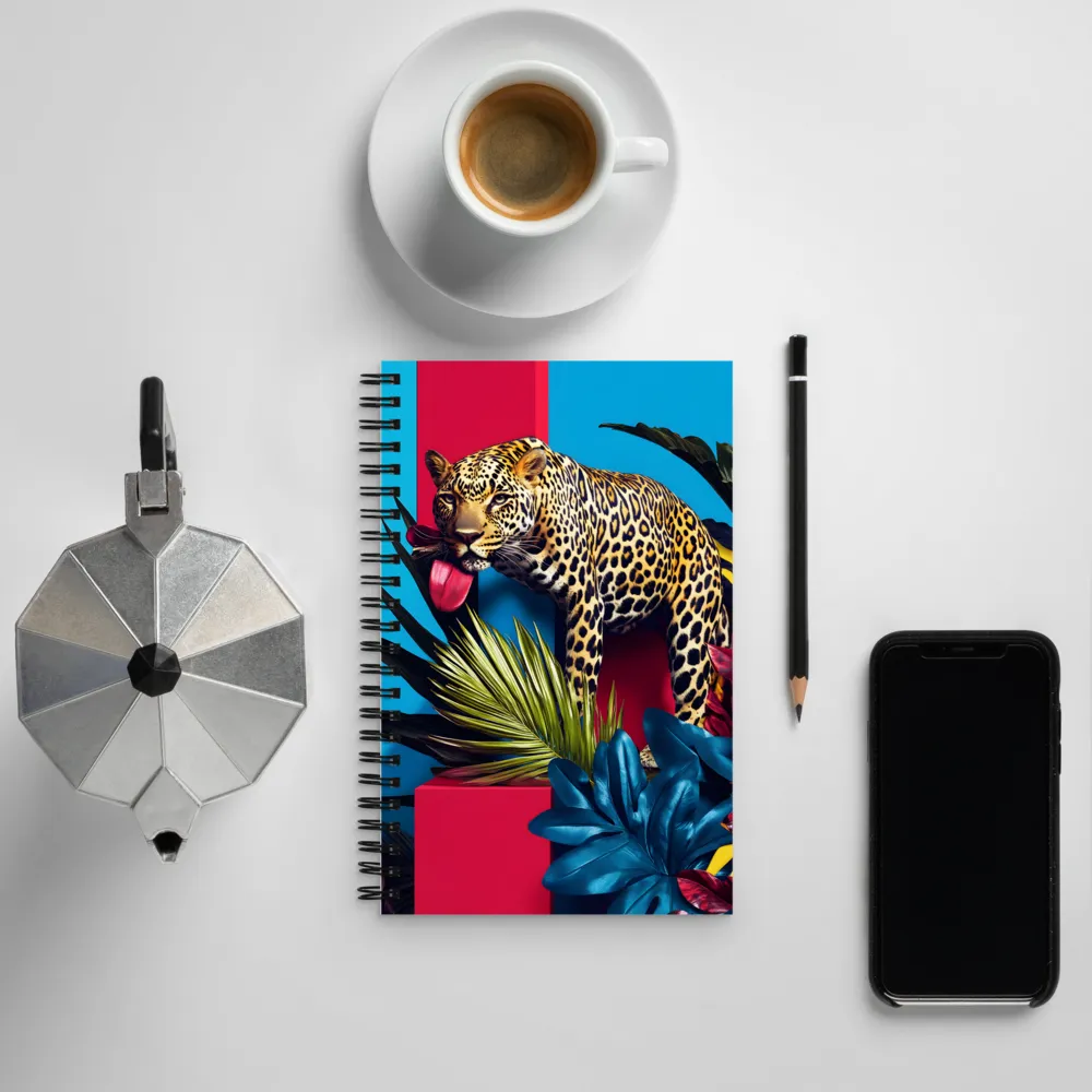 Playful Leopard in Vibrant Paradise | Spiral Notebook