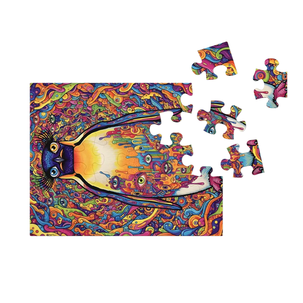 Psychedelic Penguin 
 Jigsaw Puzzle in Tin Box