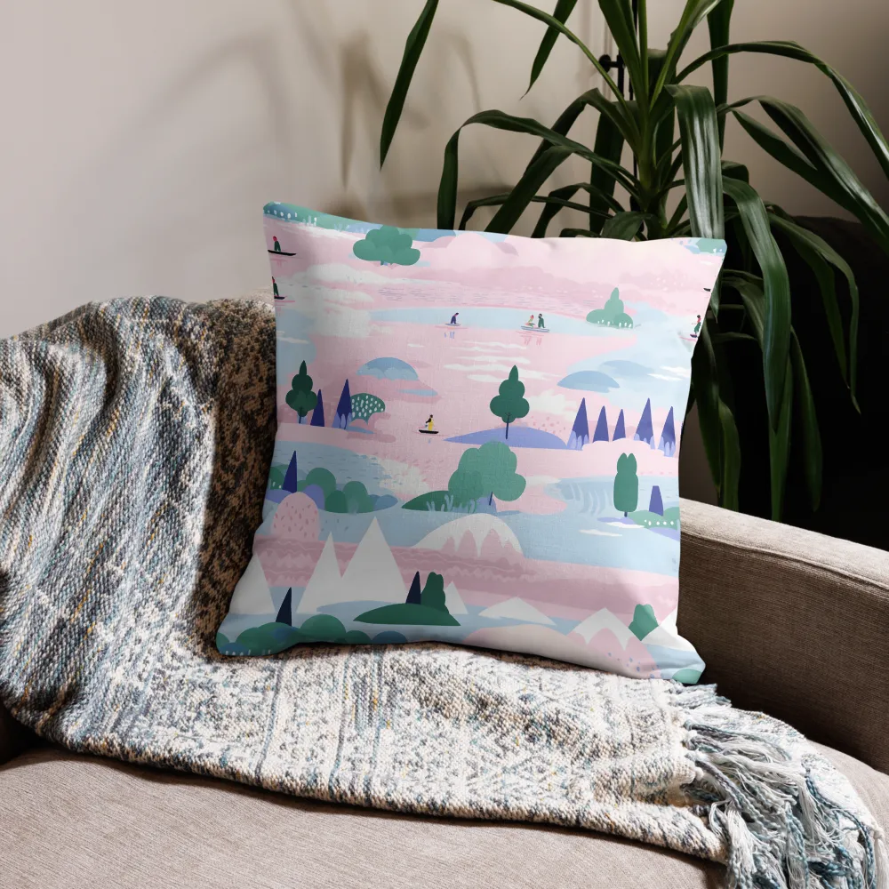 Tranquil Waters: A Dreamy Landscape | Pillow | 22″×22″