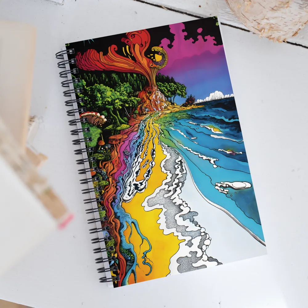 Ethereal Flow: A Psychedelic Landscape | Spiral Notebook