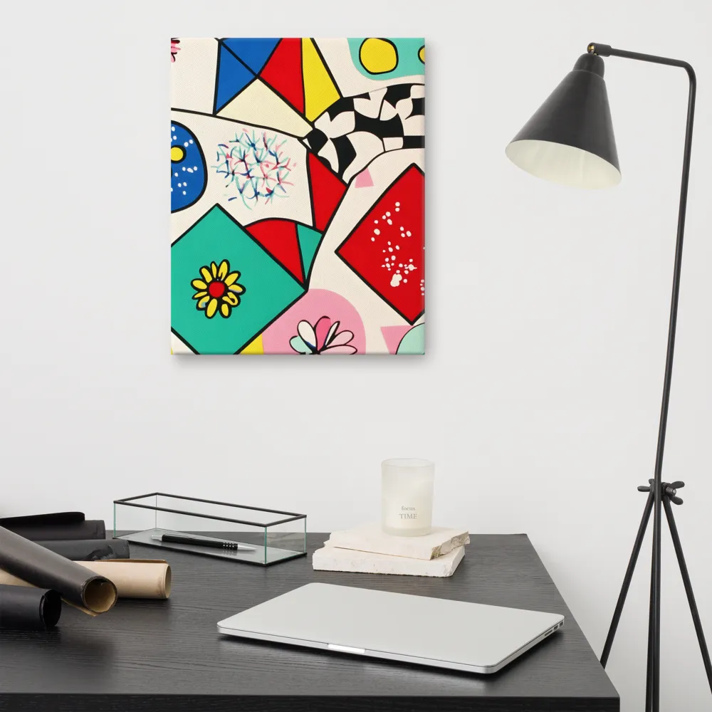 Joyful Geometry: A Playful Dance of Shapes and Colors | Canvas | 16″×20″