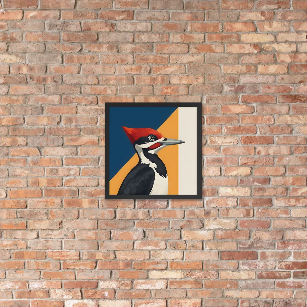 Red‑crested Woodpecker Study 
 Poster with Black Frame | 16″x 16″