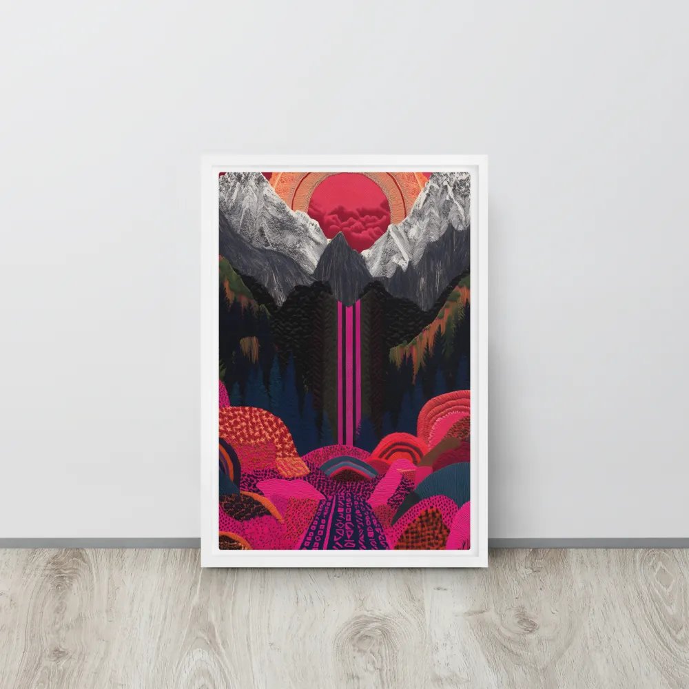 Ethereal Cascade: A Surreal Landscape | Canvas with White Frame | 12″×18″