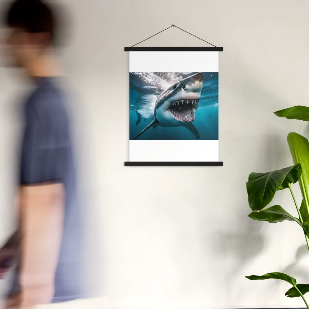 Majesty of the Ocean: The Great White Shark | Poster With Black Wood Hanger | 18″×24″