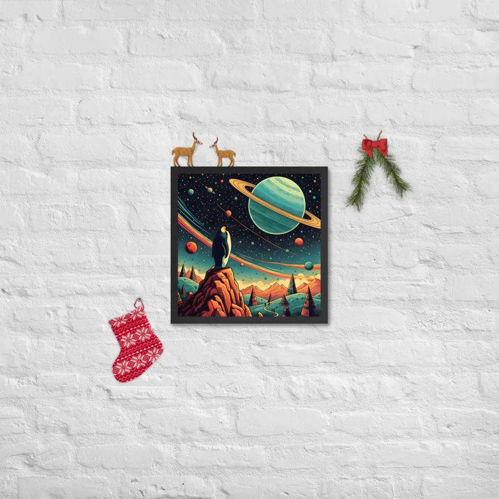 Cosmic Penguin 
 Poster with Black Frame | 16″x 16″