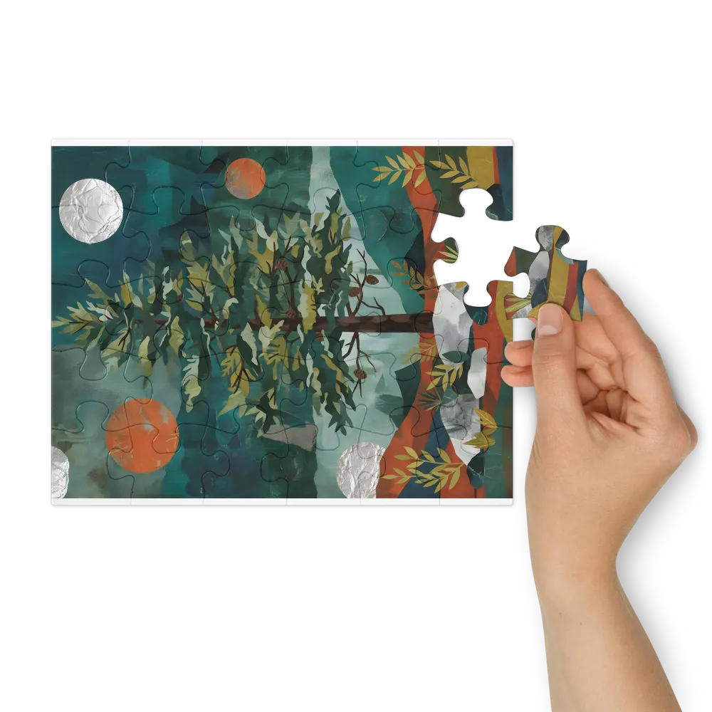 Layered Pine 
 Jigsaw Puzzle in Tin Box