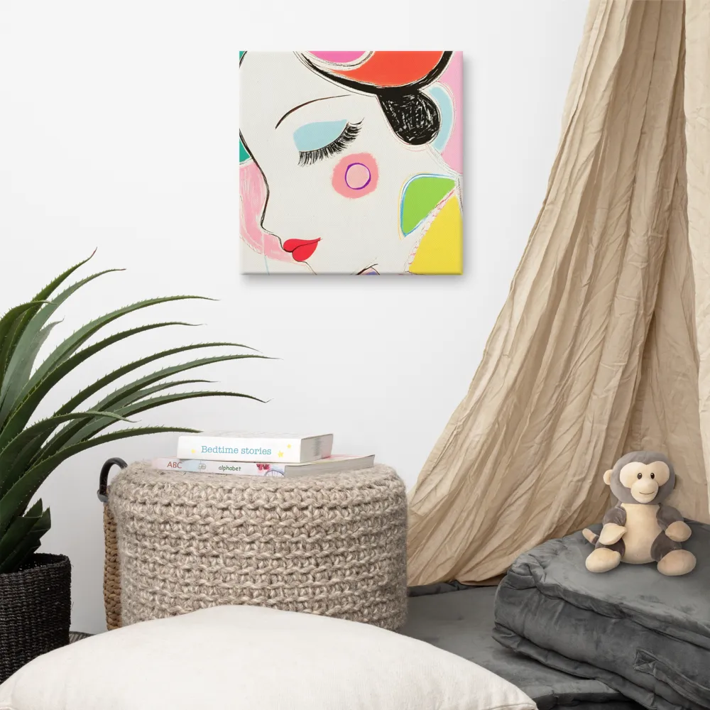 Whimsical Portrait in Colorful Abstraction | Canvas | 16″×16″