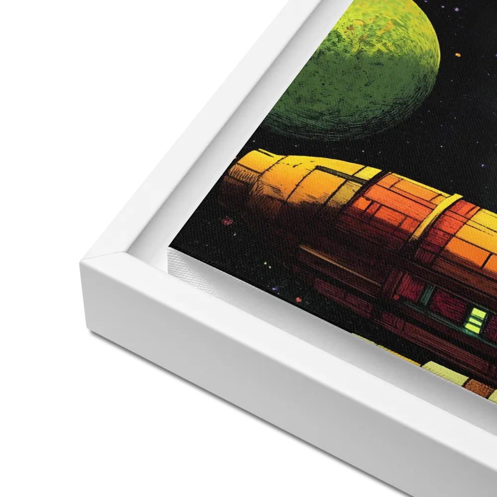 Cosmic Cityscape | Canvas with White Frame | 16″×16″