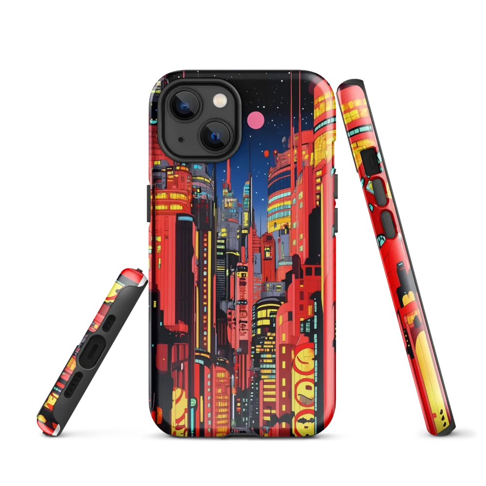 Neon Dreams: A Cyberpunk Cityscape | Phone Case |  13 | Tough Case | Glossy