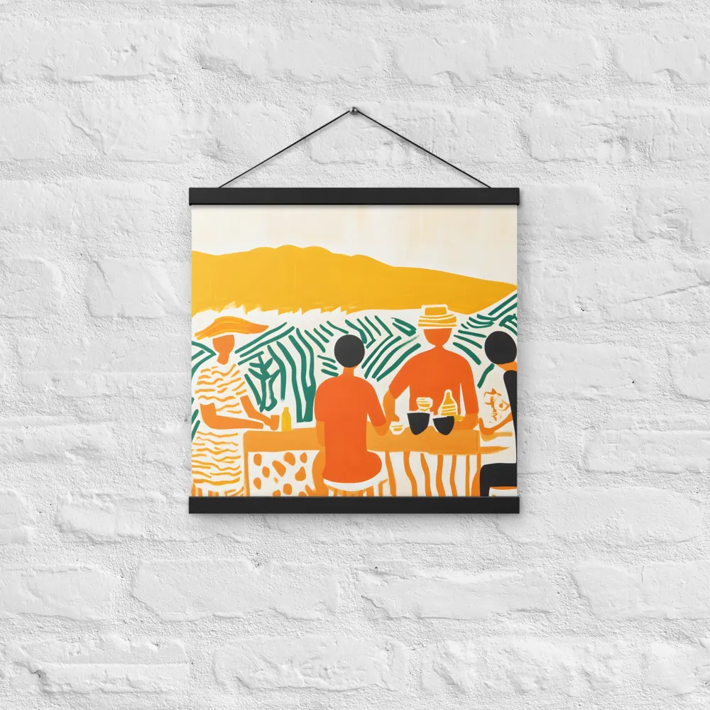 Summer Vibes: Café Conversations | Poster With Black Wood Hanger | 16″×16″