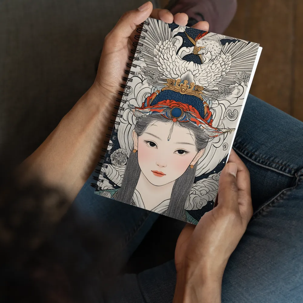 Serenity in Myth: A Traditional Portrait | Spiral Notebook