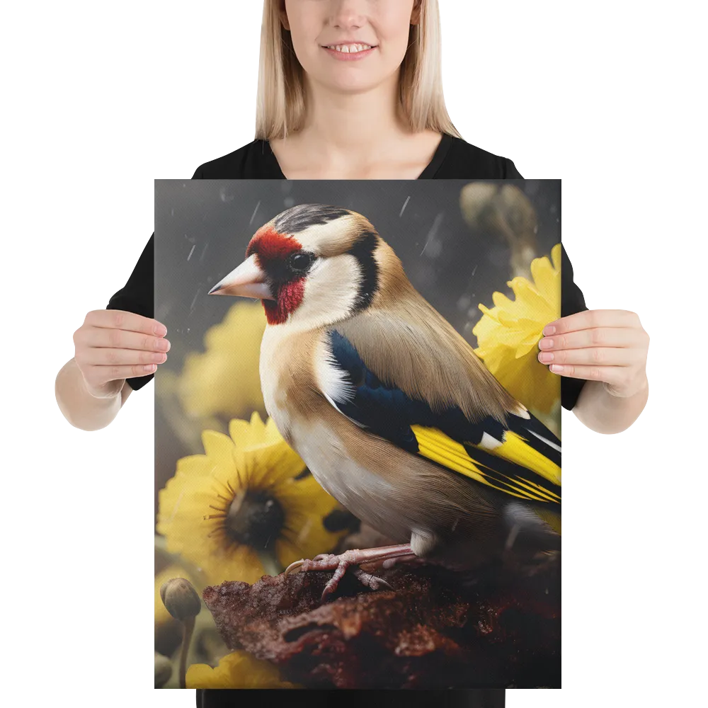 Harmony in Nature: A Goldfinch Amidst Blooms