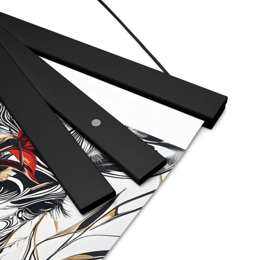 Floral Elegance: The Giraffe's Portrait | Poster With Black Wood Hanger | 8″×10″