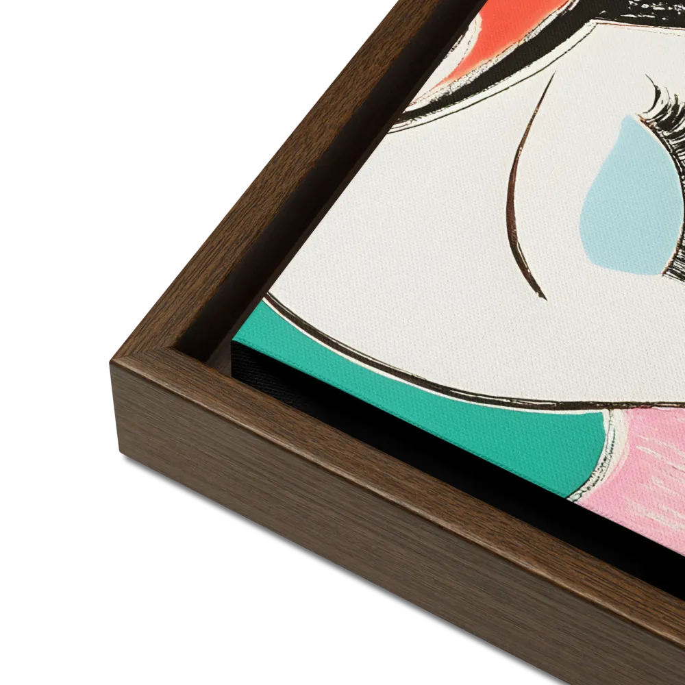 Whimsical Portrait in Colorful Abstraction | Canvas with Brown Frame | 12″×16″