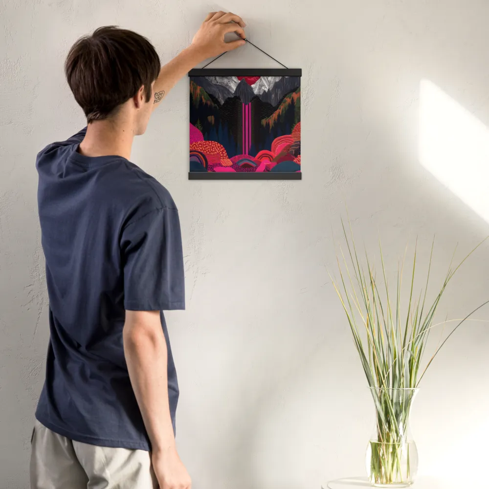 Ethereal Cascade: A Surreal Landscape | Poster With Black Wood Hanger | 12″×12″