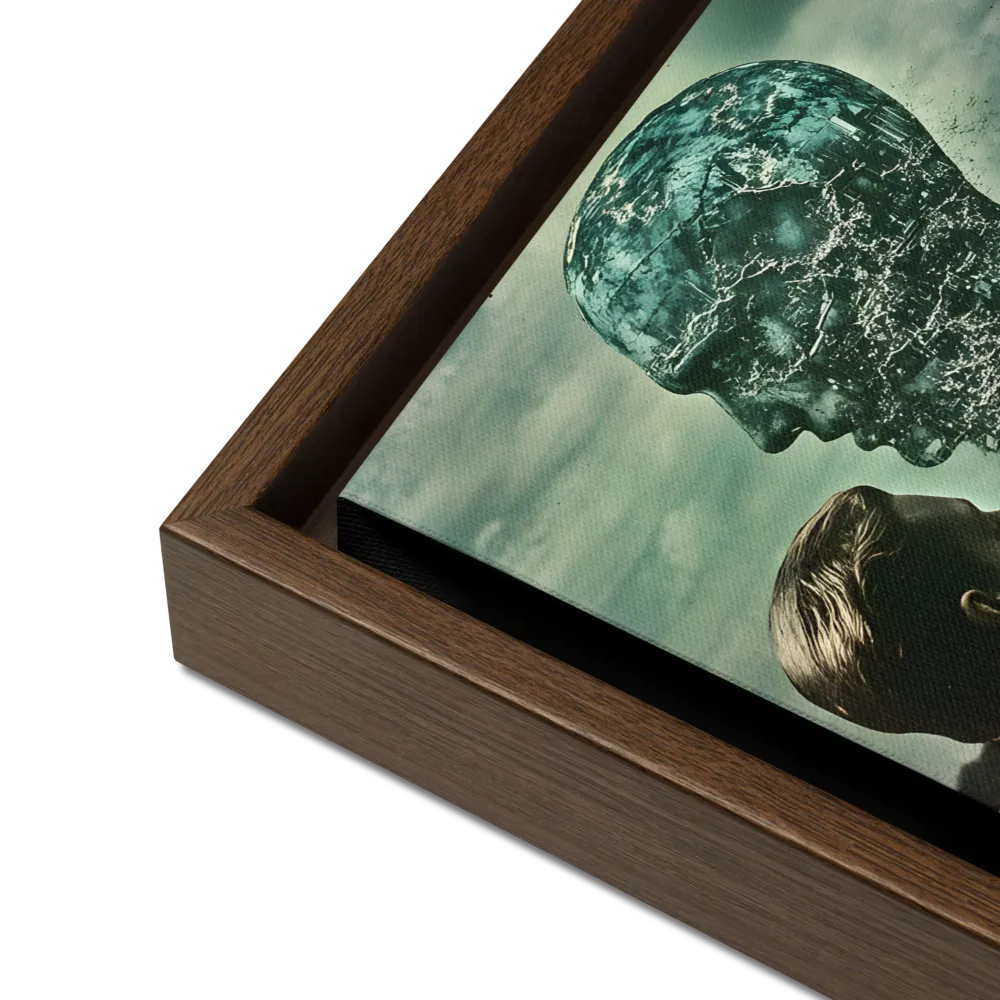 Ethereal Reflections: Identity in a Fragmented World | Canvas with Brown Frame | 12″×12″