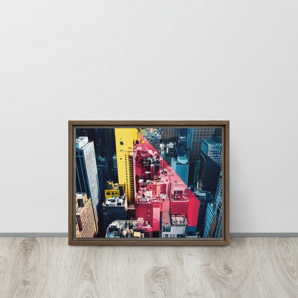 Dynamic Urban Symphony | Canvas with Brown Frame | 12″×16″