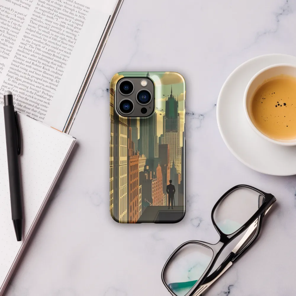 Urban Dreams: A Silhouette in Art Deco Cityscape