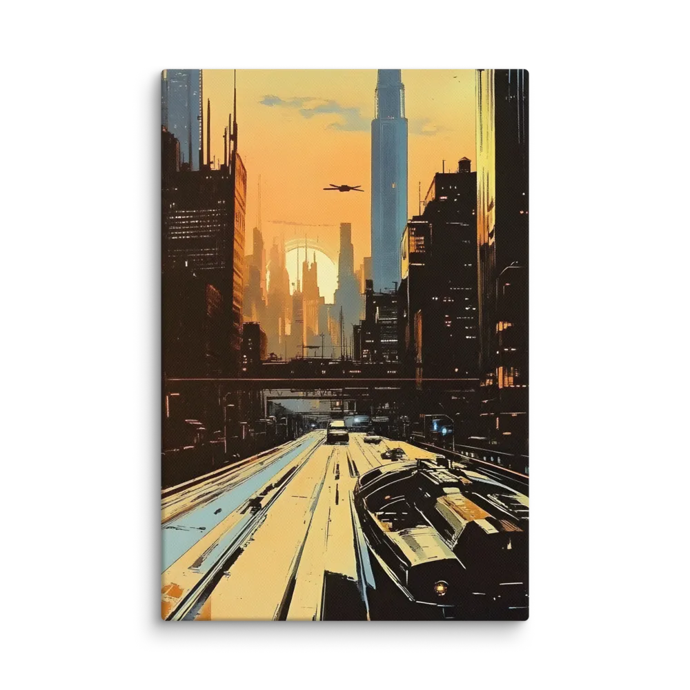 Metro Nexus: A Futuristic Cityscape | Canvas | 8″×12″