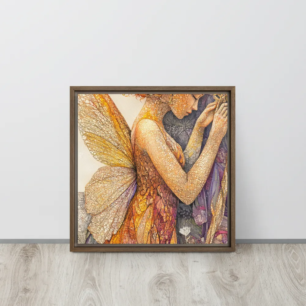 Whispers of the Frosted Meadow | Canvas with Brown Frame | 16″×16″