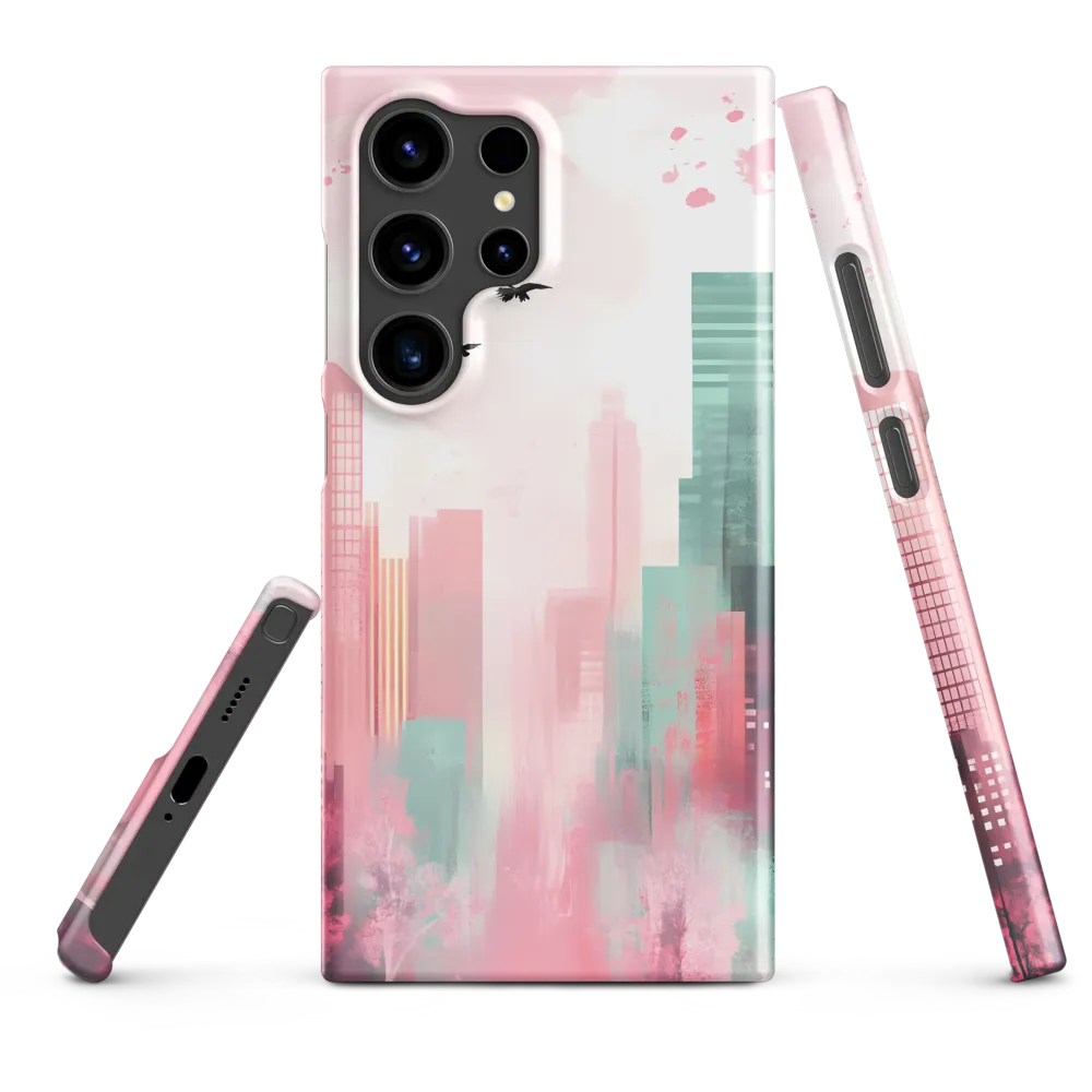 Dreamy Cityscape in Pink and Cyan