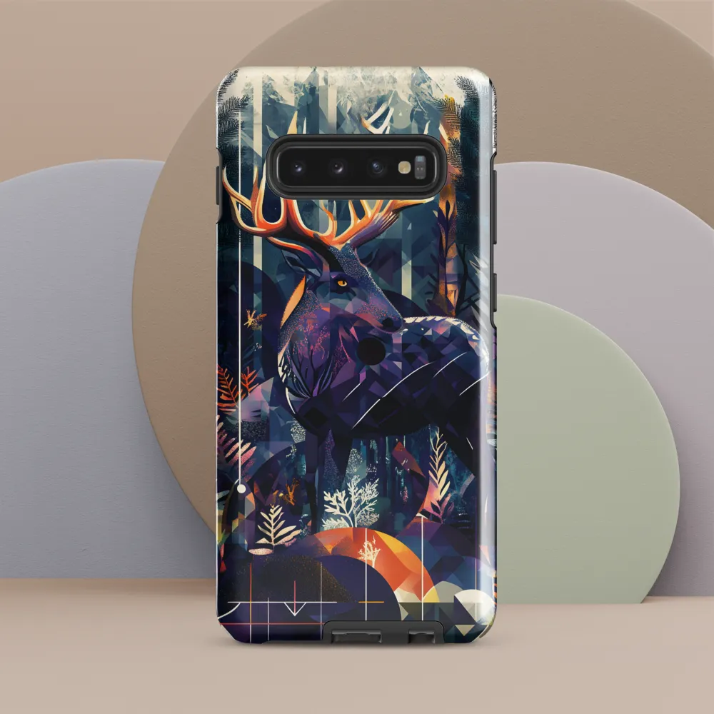 Majestic Serenity: A Geometric Forest Encounter | Phone Case |  S10 Plus | Tough Case | Glossy