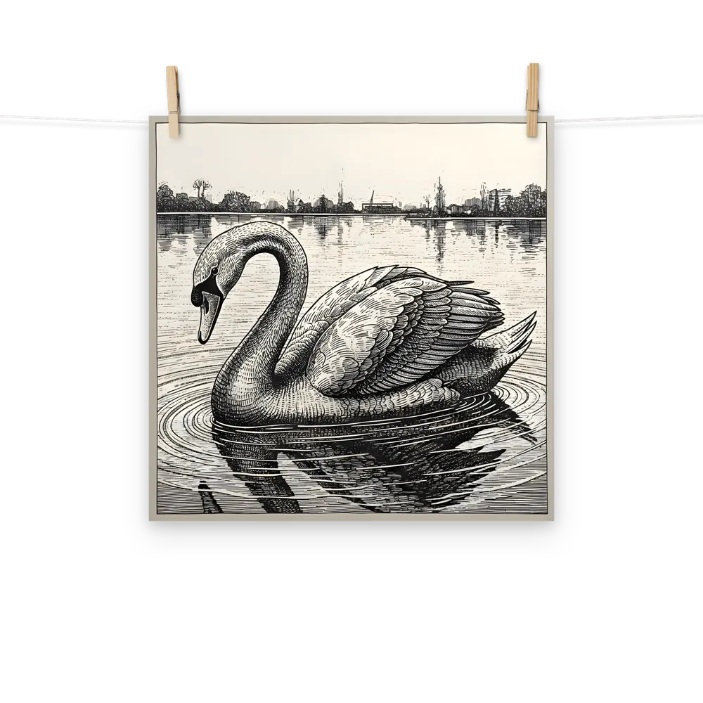 Etched Swan 
 Poster | 16″x 16″