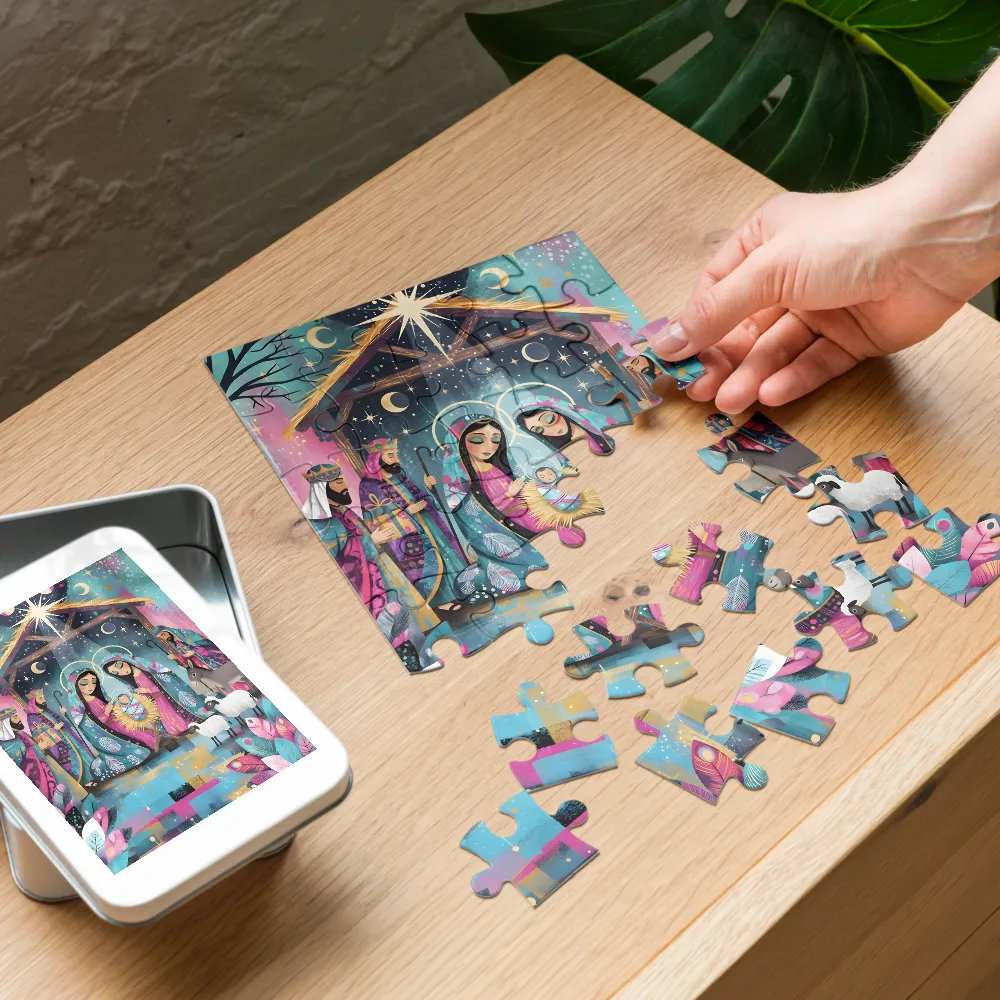 Starlit Nativity 
 Jigsaw Puzzle in Tin Box